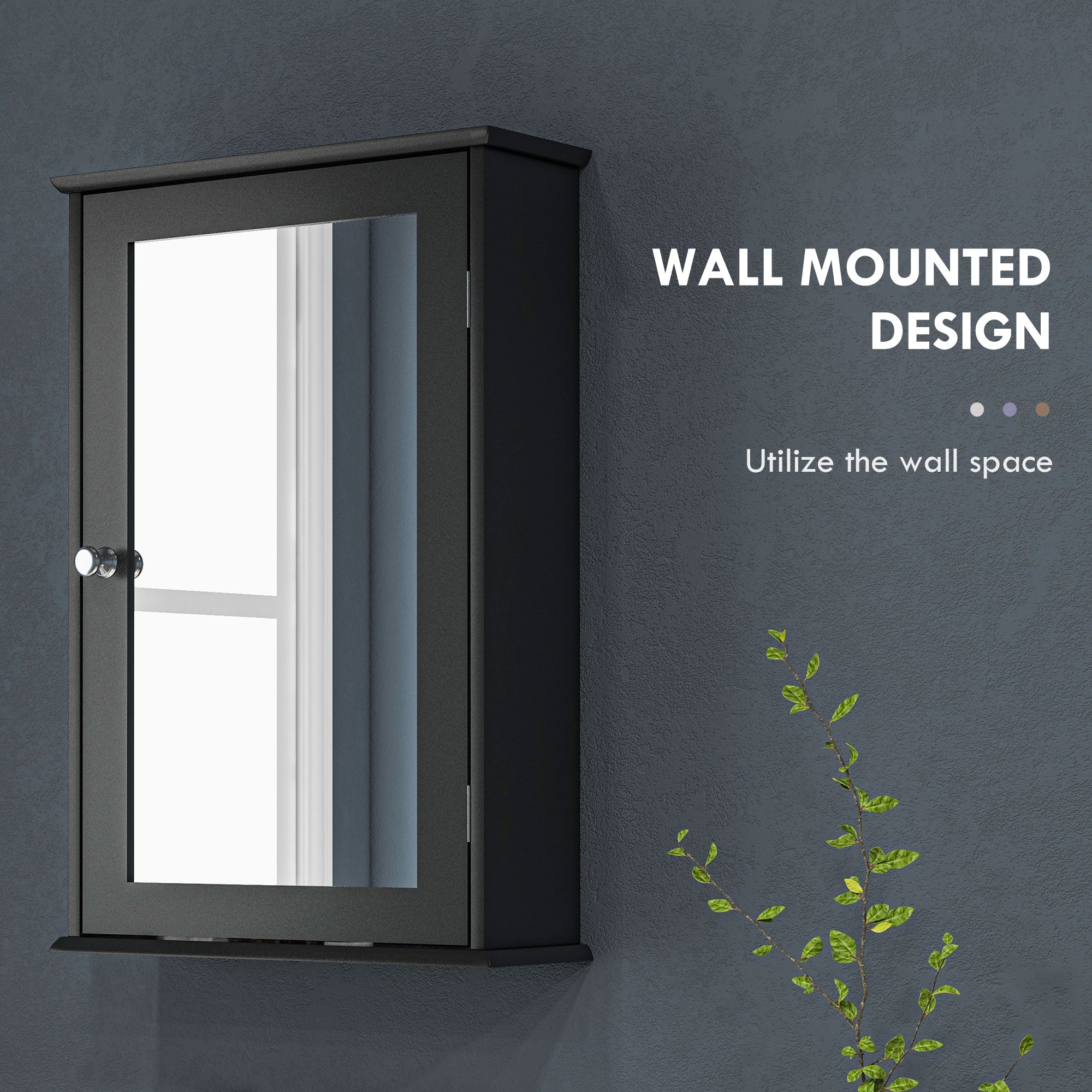 Bathroom Mirror Cabinet, Wall Mounted Medicine Cabinet with Door and Shelves, White