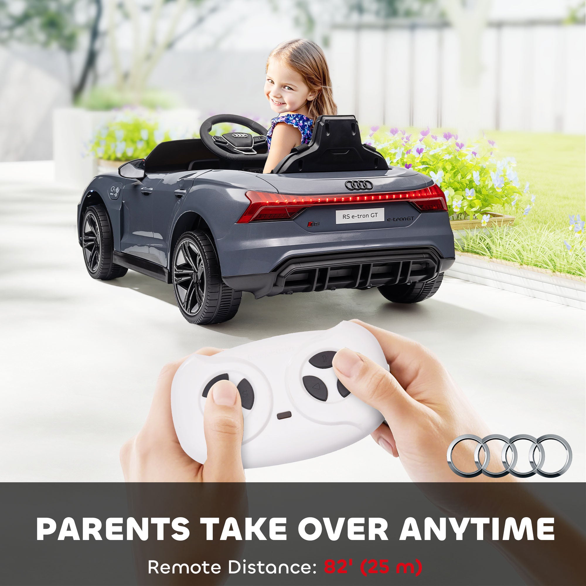 Aosom Ride-On Toy On Car ምስ ርሞት ኮንትሮል፣ 12V 3.1 MPH ኤሌክትሪክ Ride ንህጻናት ምስ ስርዓት ምቑጽጻር፣ ቕርኒ ምድዋል፣ ቐይሕ