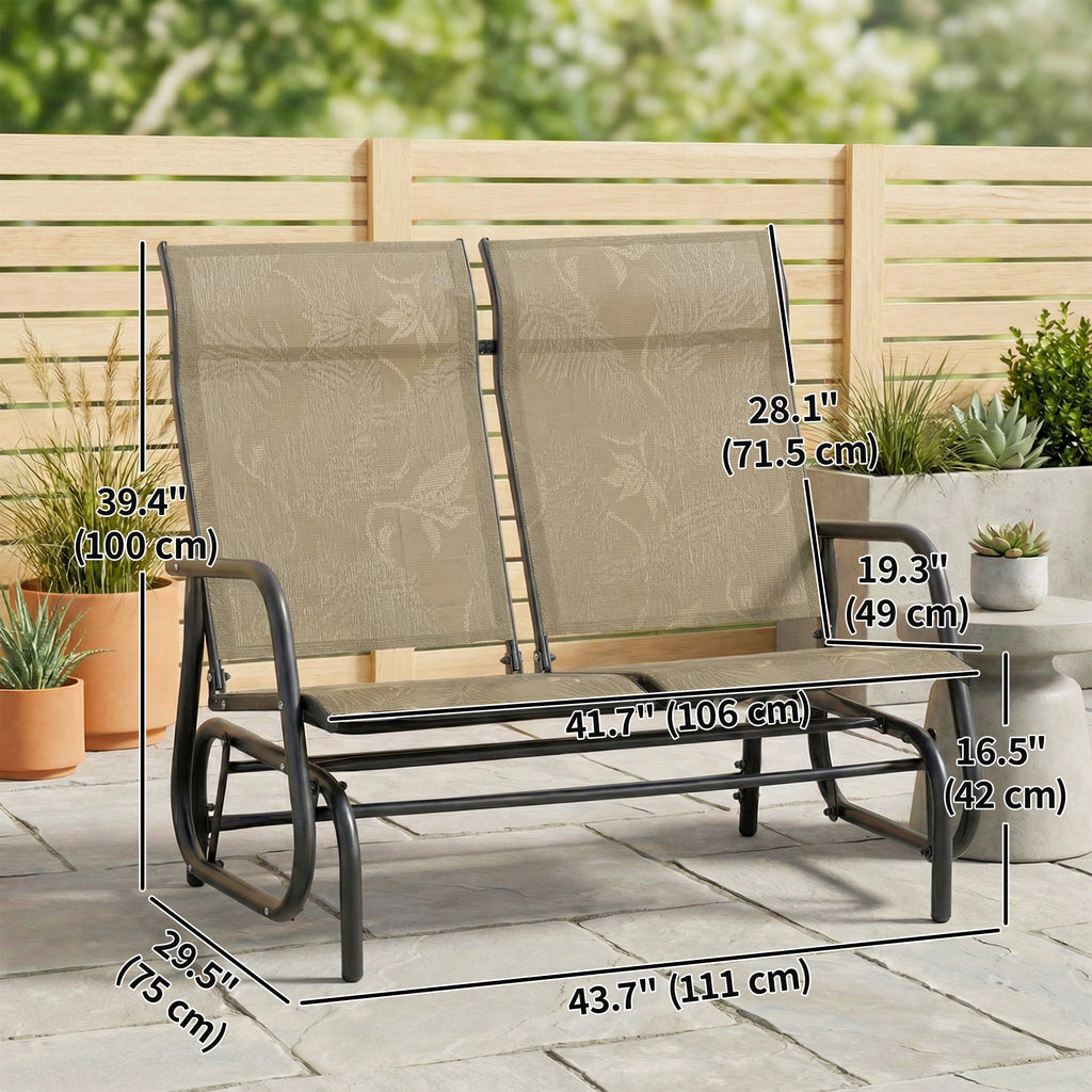 Outdoor Glider Bench, Patio Glider for 2 Persons, Blue
