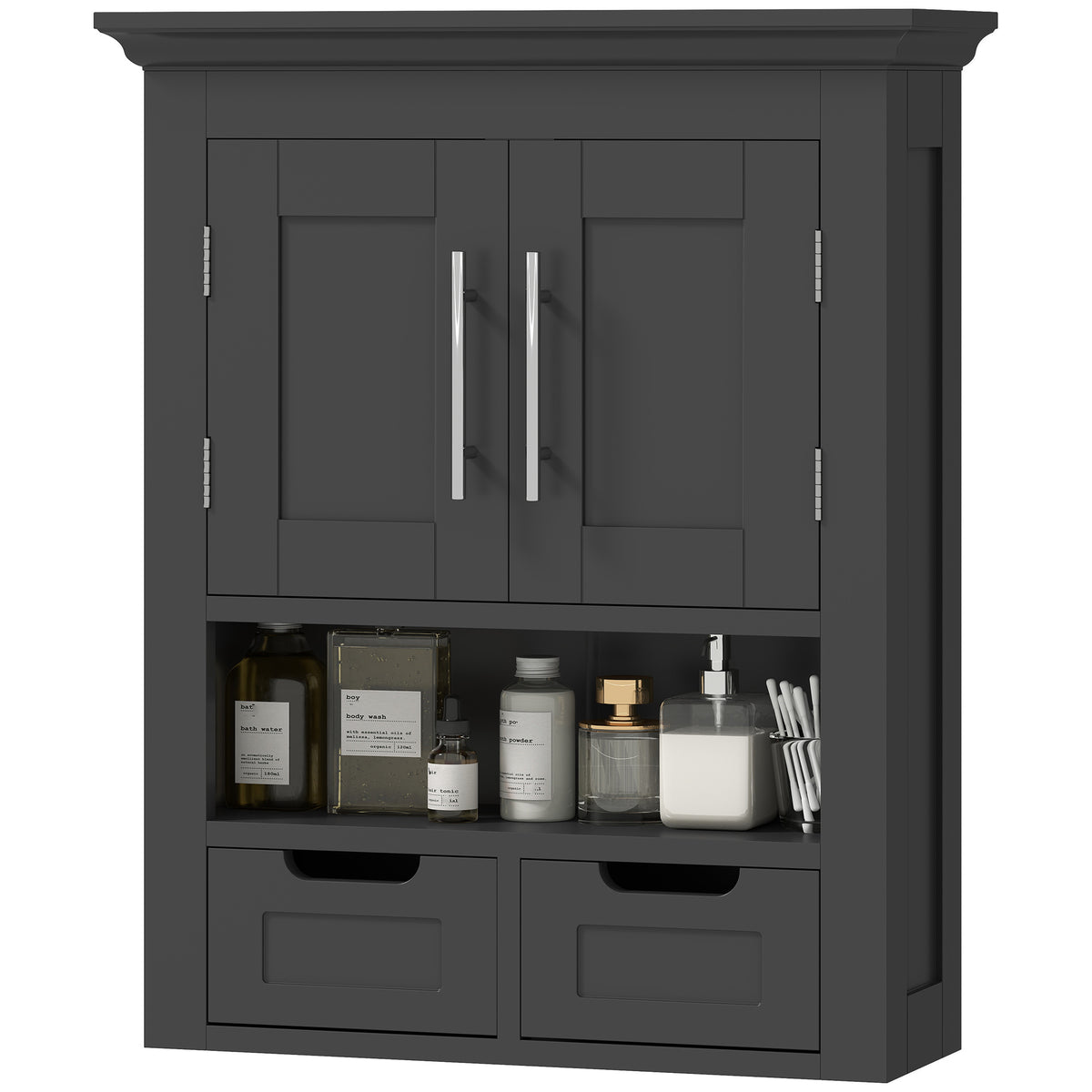 Bathroom Wall Cabinet, Medicine Cabinet, Toilet Storage Cabinet with Shelf for Living Room and Entryway, White
