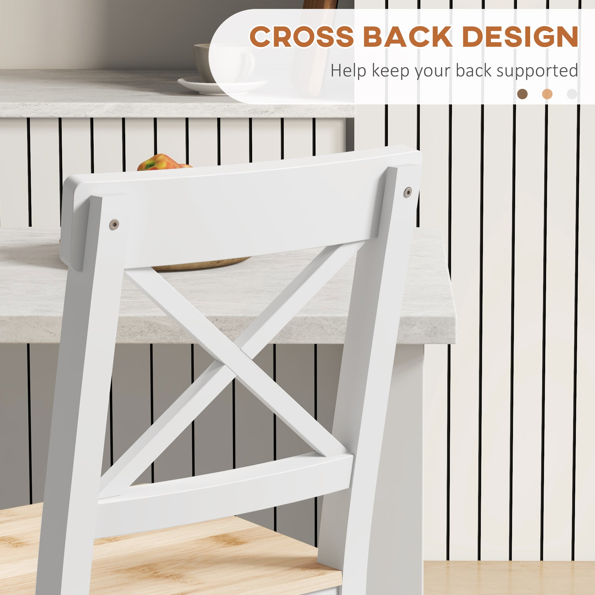 Counter Height Stools Set of 2, Farmhouse Bar Stools with Backs, Solid Wood Counter Stools for Kitchen Island