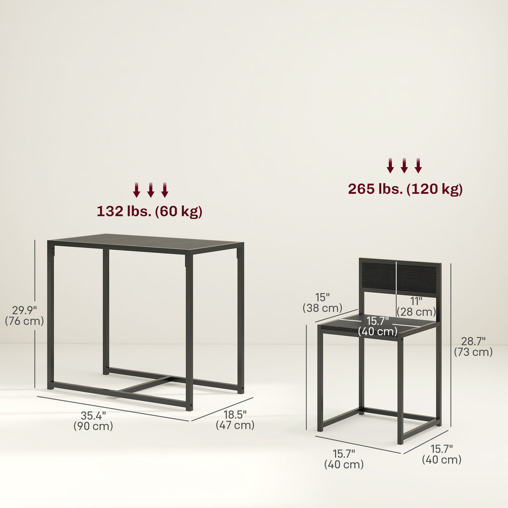 Dining Table Set, Industrial Dining Set for 2, Kitchen Table and Chairs for Small Space, Dining Room Table with Chairs