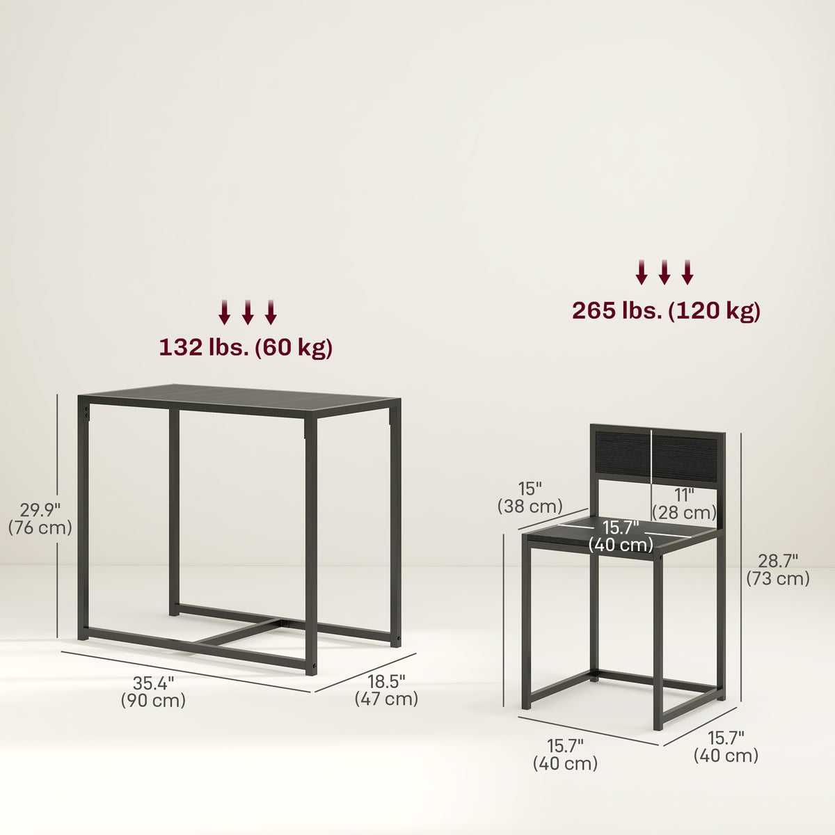 Dining Table Set, Industrial Dining Set for 2, Kitchen Table and Chairs for Small Space, Dining Room Table with Chairs