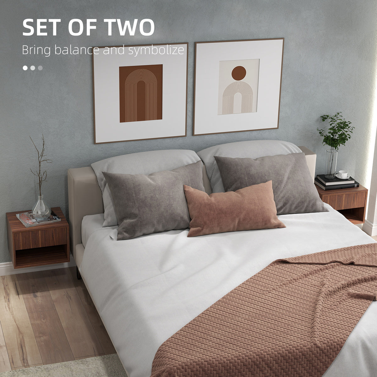 Floating Nightstand Set of 2, Wall Mounted Bedside Table with Drawer for Bedroom, White