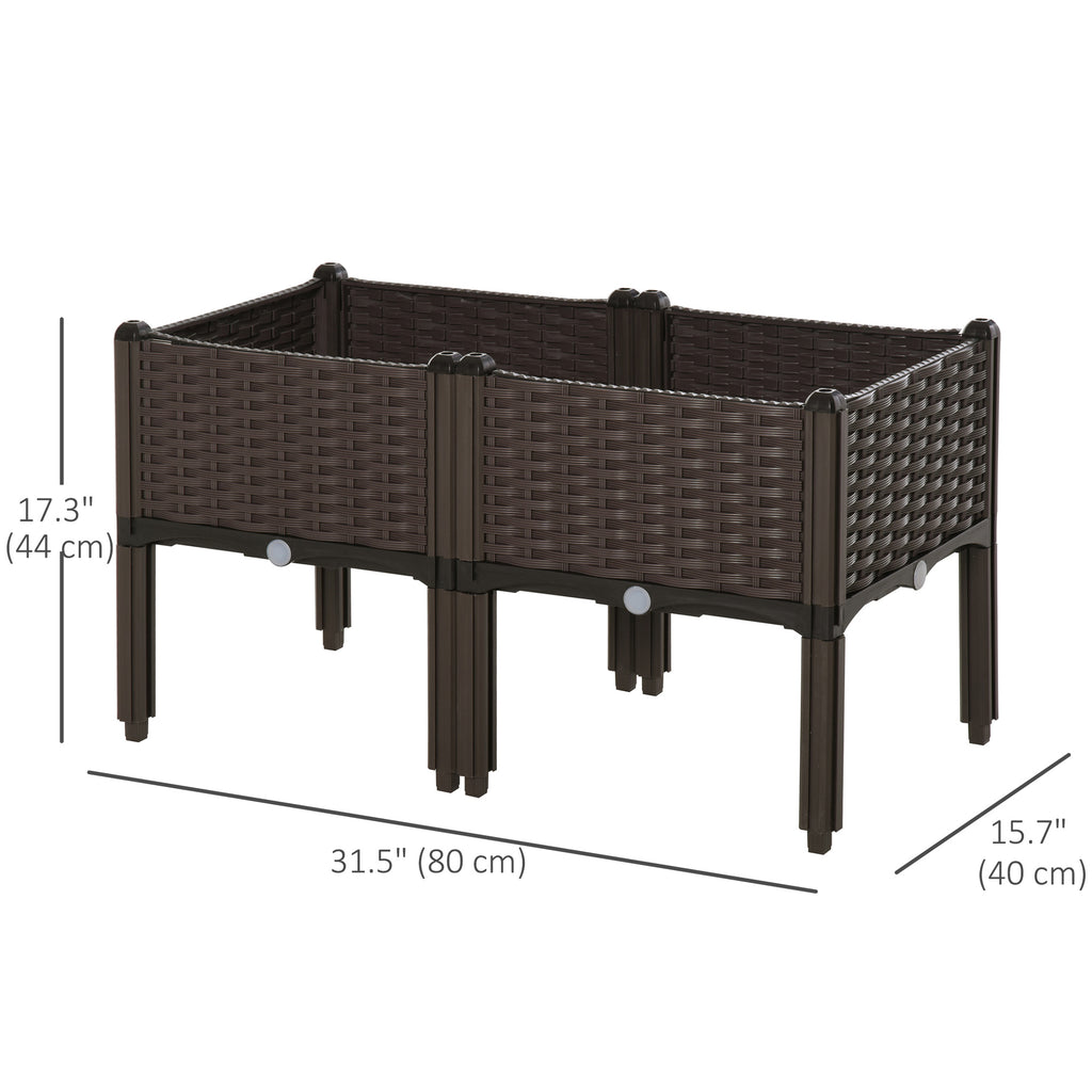 4-piece Raised Garden Bed PP Raised Flower Bed Plant Stand Stackable Vegetable Herb Grow Box