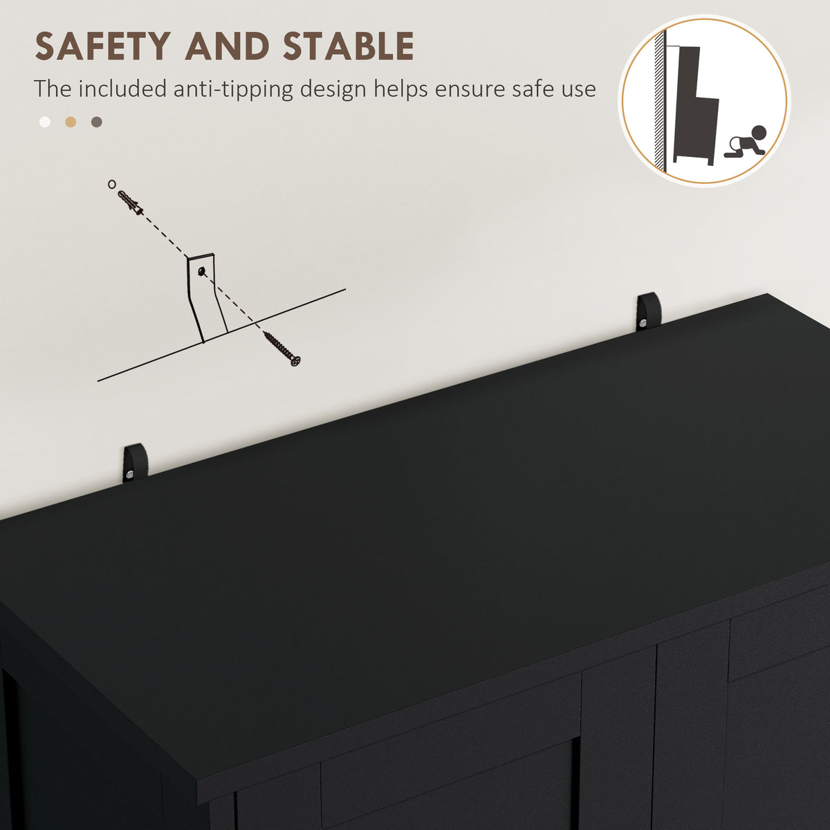 50.5" Kitchen Storage Cabinet, Modern Kitchen Pantry Cabinet with 4 Doors, Drawer, Adjustable Shelf, Black