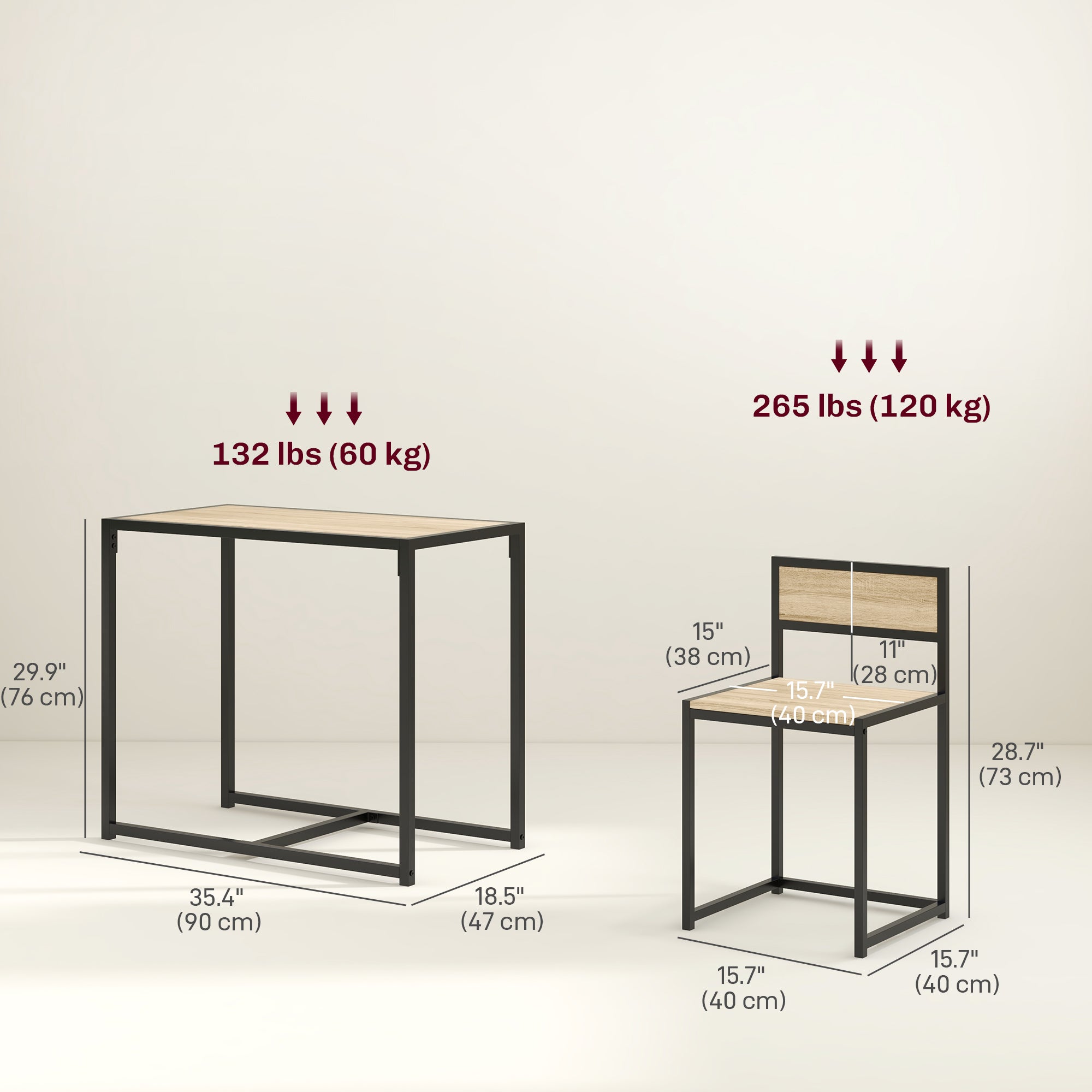 Dining Table Set, Industrial Dining Set for 2, Kitchen Table and Chairs for Small Space, Dining Room Table with Chairs