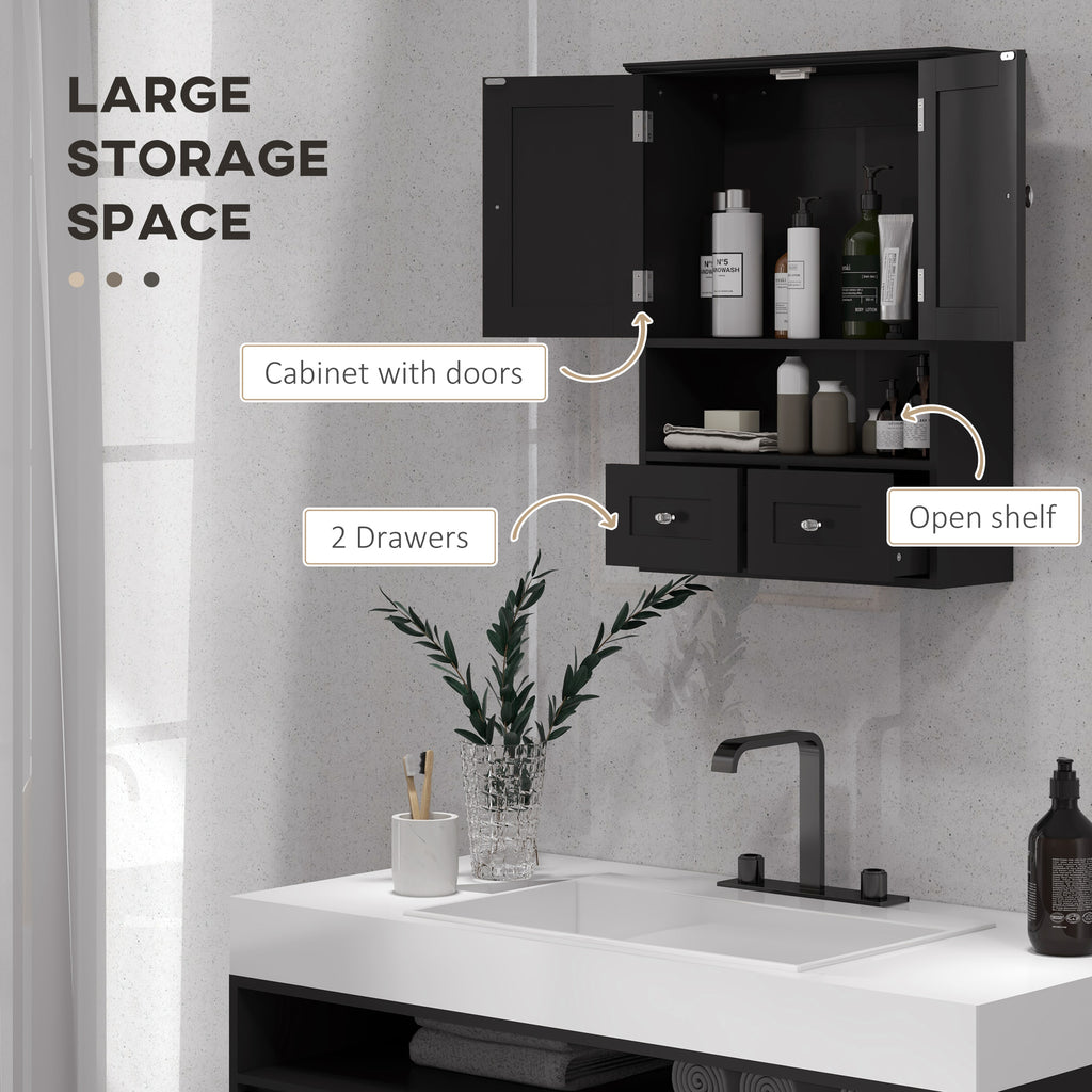 Medicine Cabinet, Bathroom Wall Cabinet with Shelf and Drawers for Hallway, Living Room, Brown
