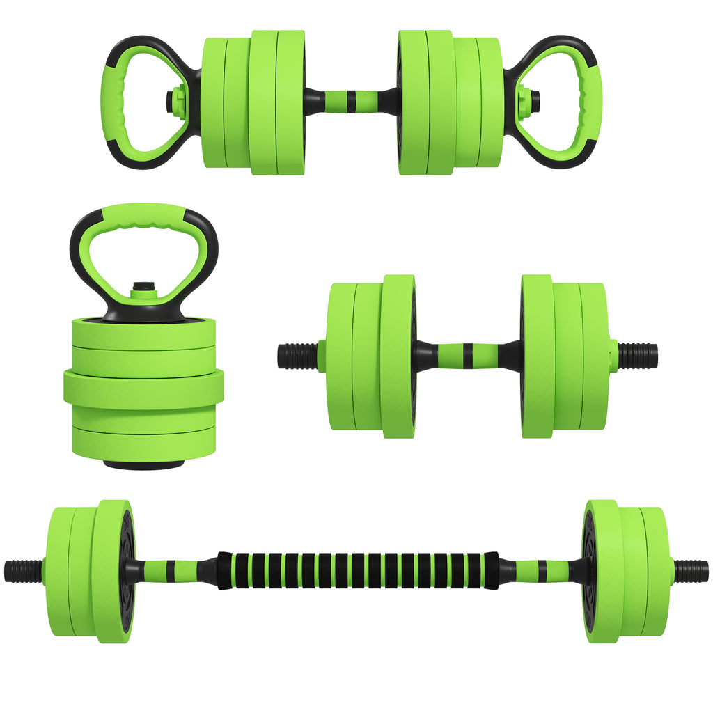 Soozier 66lbs 4-in-1 Adjustable Weight Dumbbell Set, Barbell, Kettlebell, Push Up Stand, Red