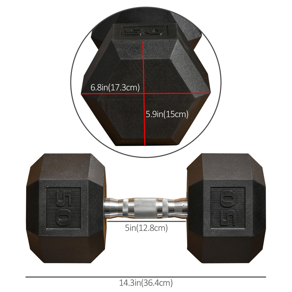 Soozier 35lbs Rubber Hex Dumbbell, Weight Dumbbell Hand Weight Barbell for Body Fitness Training for Home Office Gym, Black