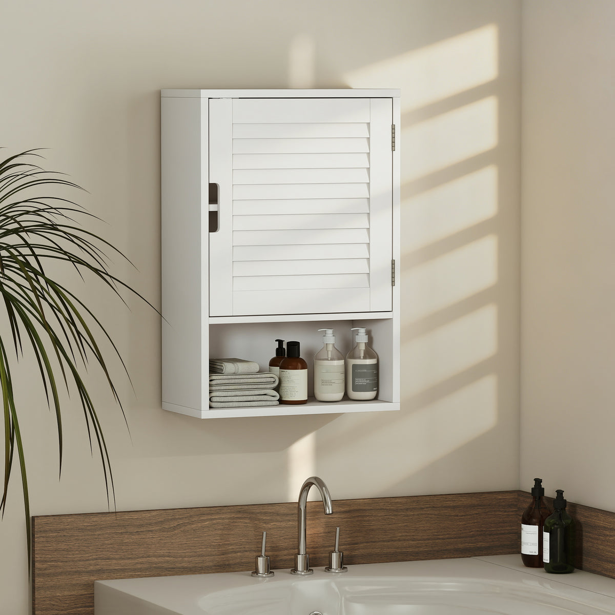 Bathroom Cabinet, Wall Mounted Storage Cabinet with Adjustable Shelves, 40 x 20 x 60 cm, Black