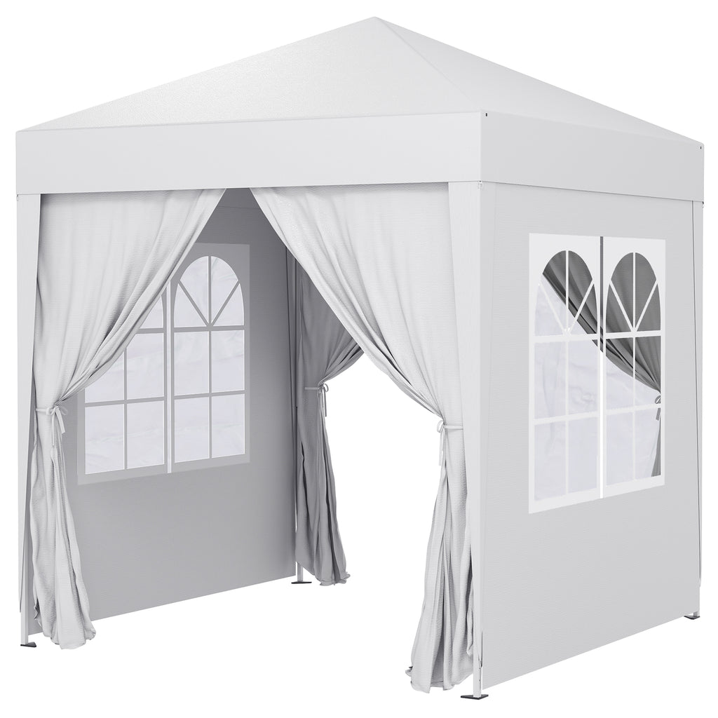 6.6'x6.6' Pop Up Canopy Tent with Sidewalls, Instant Sun Shelter Camping Gazebo with Carry Bag, Grey