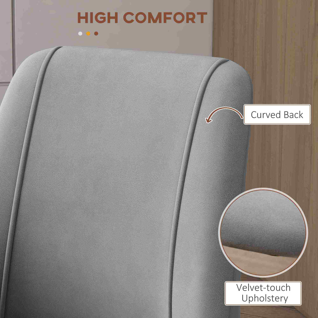 Upholstered Dining Chairs Set of 4, Velvet Accent Chair with Back and Wood-grain Steel Leg for Kitchen, Grey