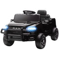 Qaba 12V መኪና ንምዝዋር፣ ፍቓድ ዘለዎ Dodge RAM 3500 ኤሌክትሮኒካዊት ማኪና ምስ ሪሞት መቆጻጸሪ፣ ንዕድመ 3-5 ዓመት ዝኸውን ሰስፐንሽን፣ ጸሊም
