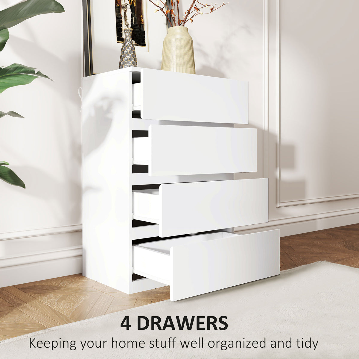 4 Drawer Chest Storage Cupboard Freestanding Drawer Unit, Black