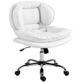 Criss Cross Chair, Swivel Wide Office Chair with Leathaire Upholstery, Tilting, No Arm, White