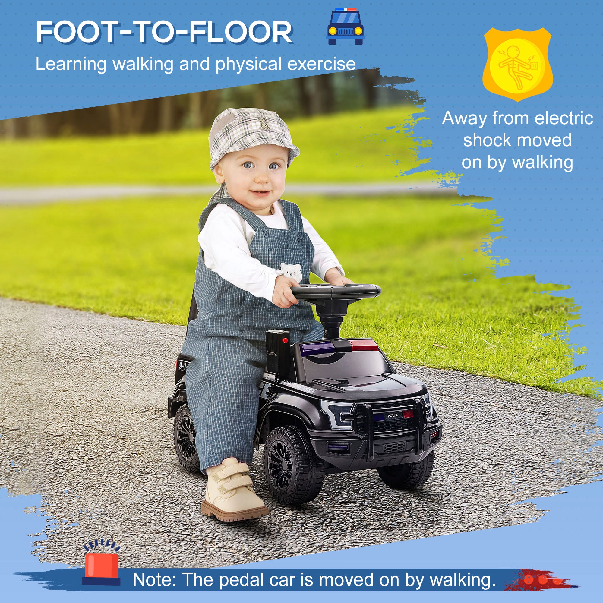 Aosom Kids Ride On Sliding Car with Hidden Under Seat Storage, Foot-to-Floor Design, Black