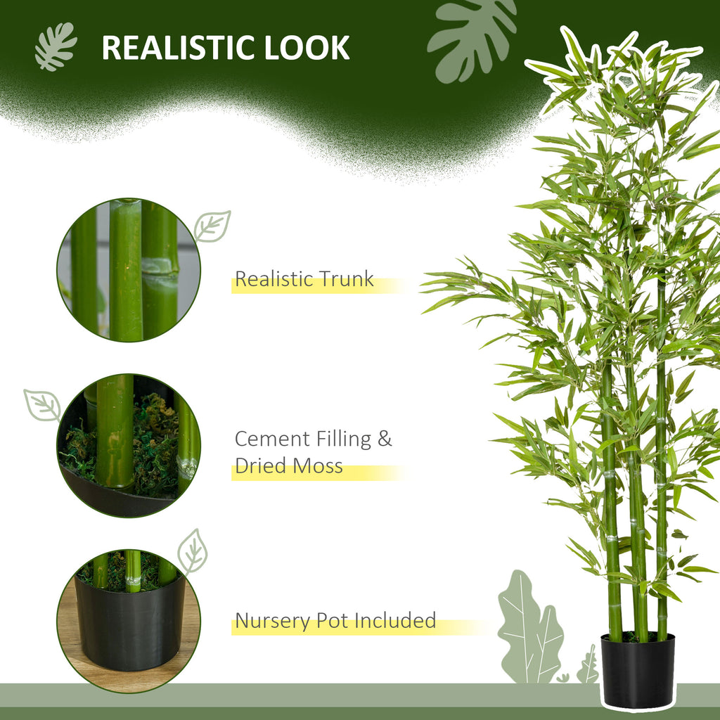 4FT Artificial Bamboo Tree Faux Decorative Plant in Nursery Pot for Indoor Décor