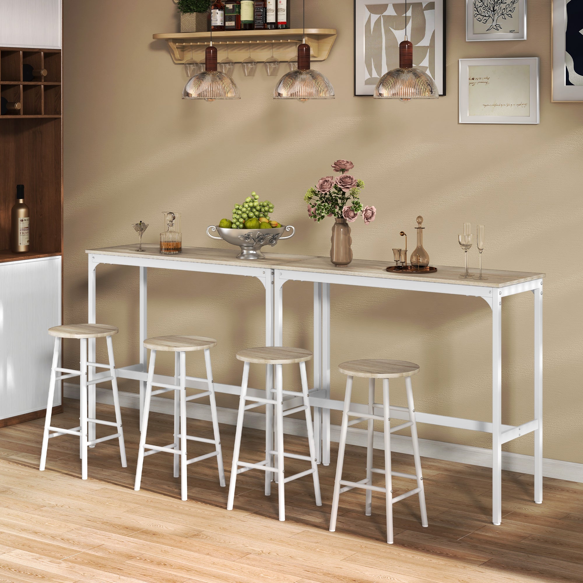 3-Piece Counter Height Bar Table and Chairs, Dining Table and Chairs Set for 2, Pub Table and Chairs