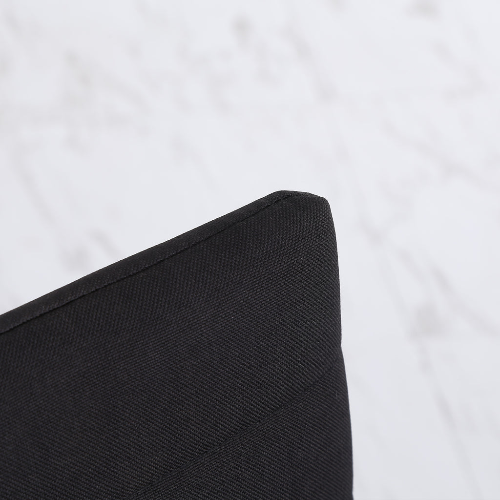 Modern Dining Chairs High Back Upholstered Linen Fabric with Metal Legs for Kitchen Black