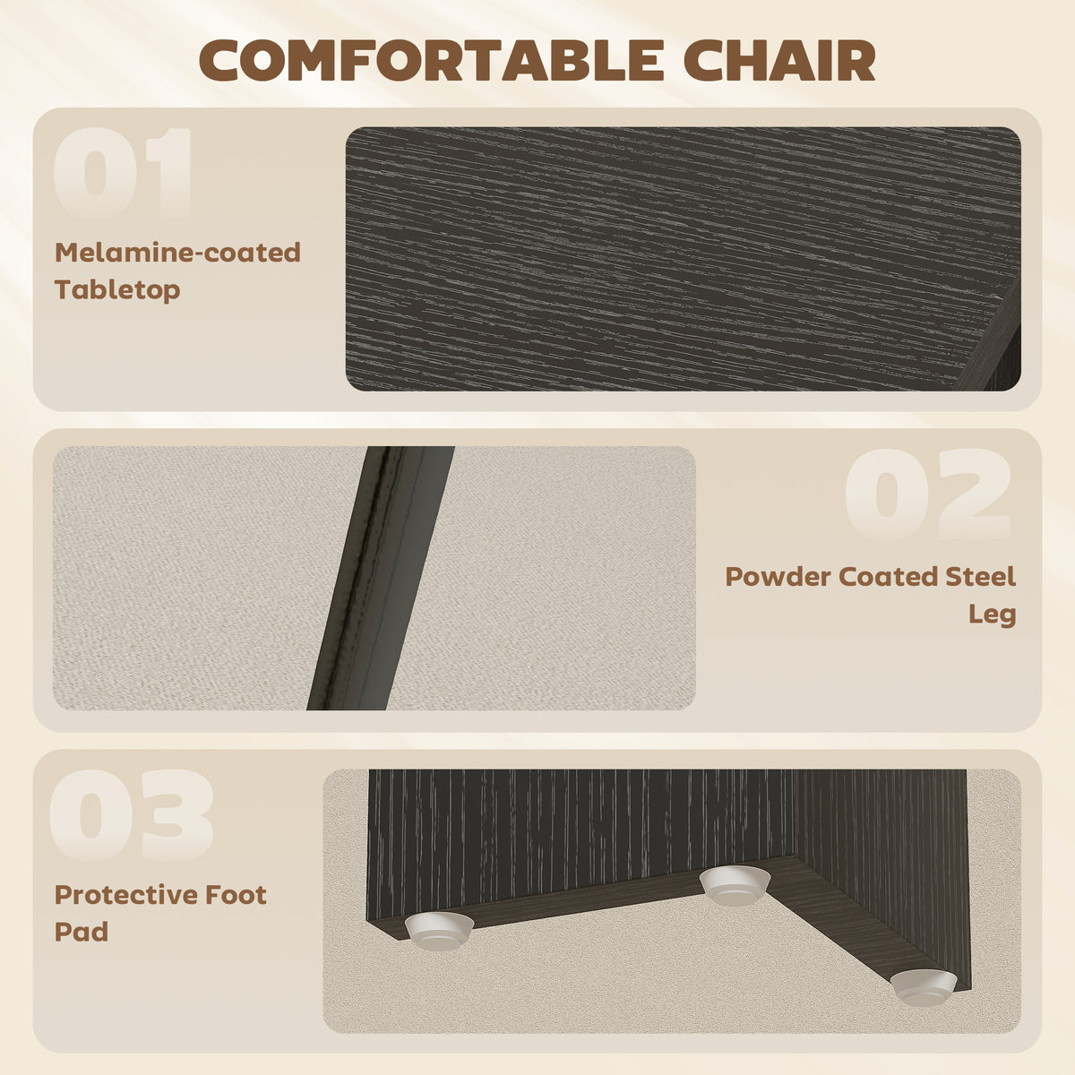 Dining Table Set for 2, Square Kitchen Table and Chairs, Dining Room Table and PU Leather Upholstered Chairs, Black