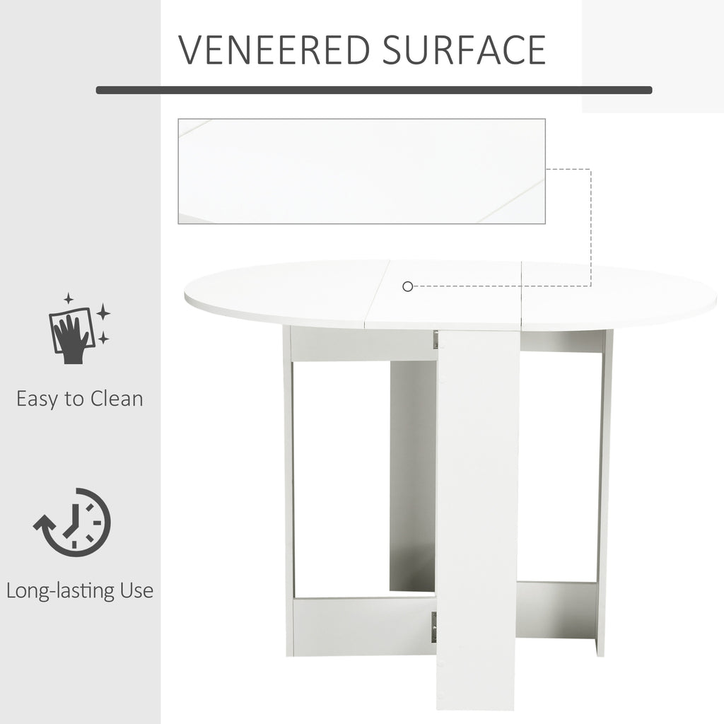 Folding Dining Table, 41" Drop Leaf Table for Small Spaces, Oval Foldable Table for Kitchen, Dining Room, White