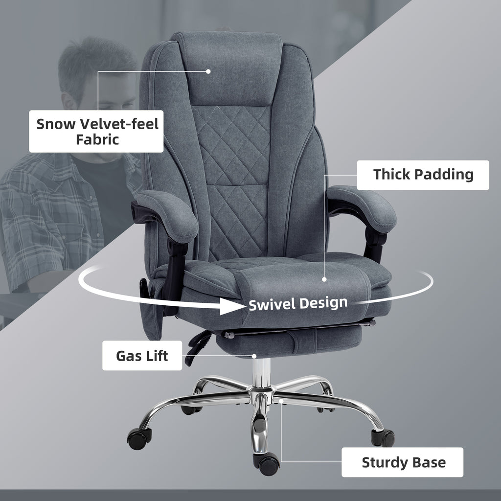 Massage Office Chair, Reclining Computer Chair with Adjustable Height and Footrest, Dark Grey