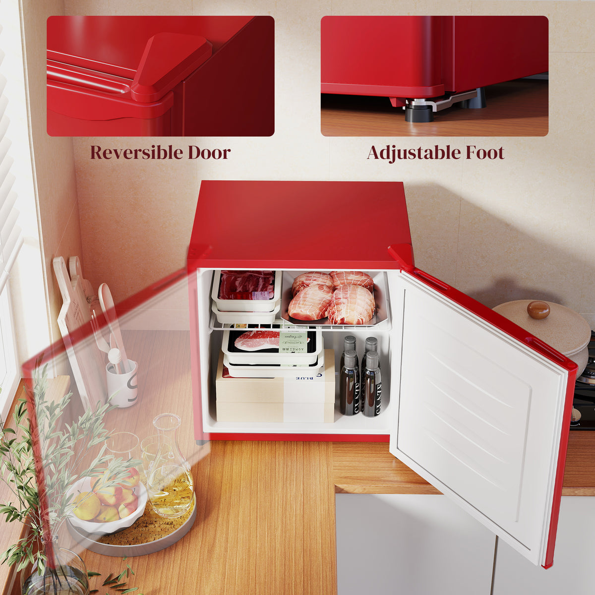 1.1 Cu. Ft. Mini Freezer, Compact Upright Freezer with Reversible Door, Removable Shelf, Adjustable Temperature, White