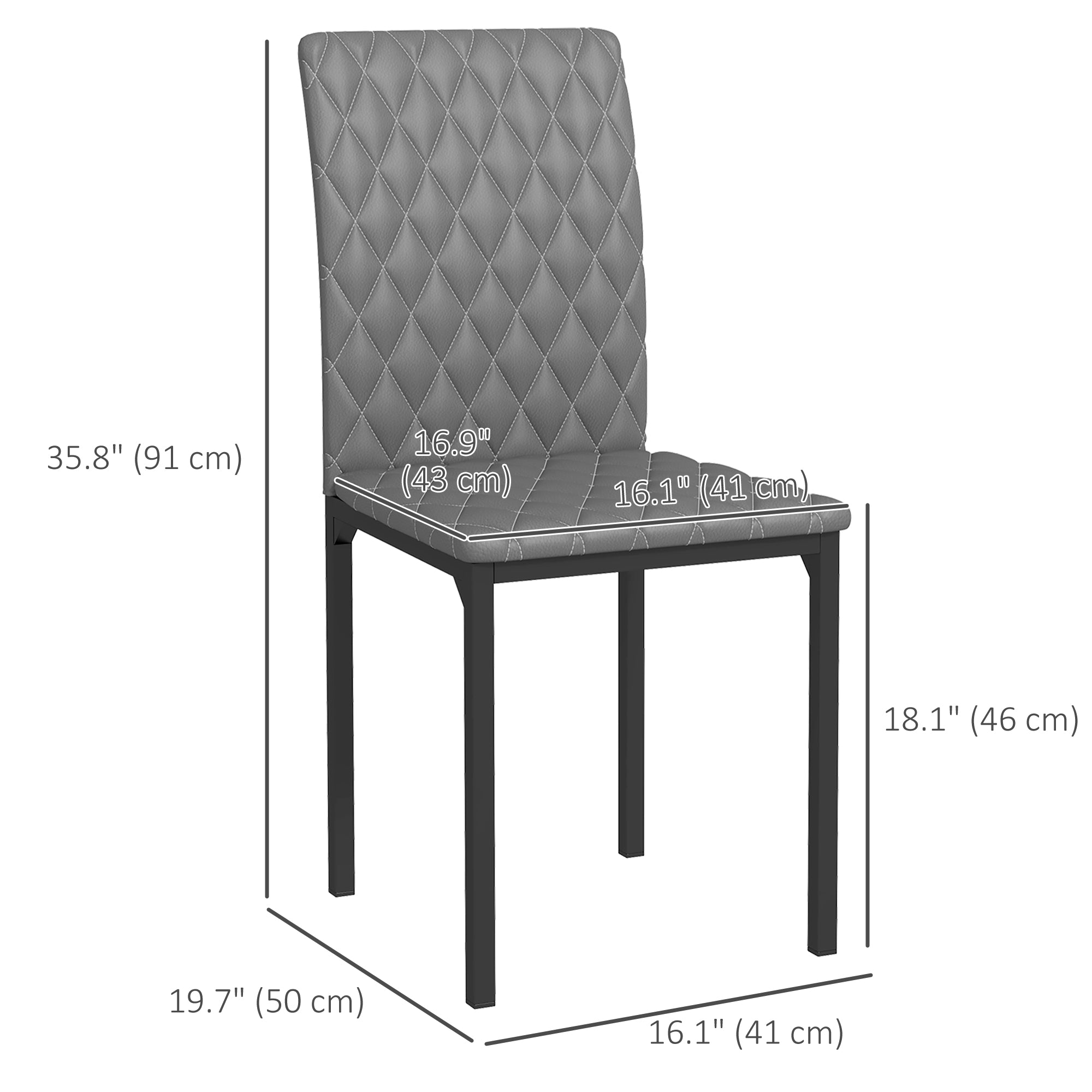 Set of 4 Modern Dining Chairs, Tufted High Back Side Chairs with Upholstered Seat, Steel Legs for Living Room, Kitchen