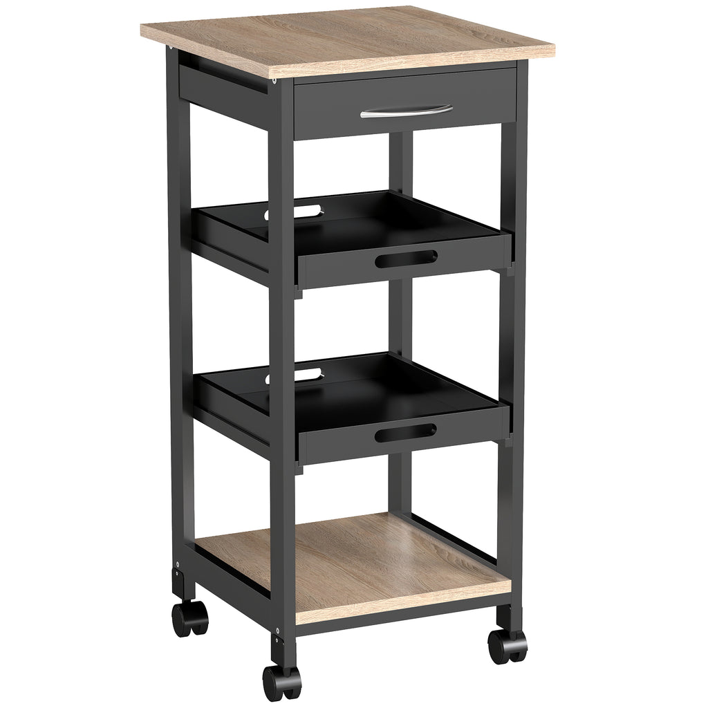 Kitchen Island Rolling Trolley Utility Serving Cart with Drawer  Grey