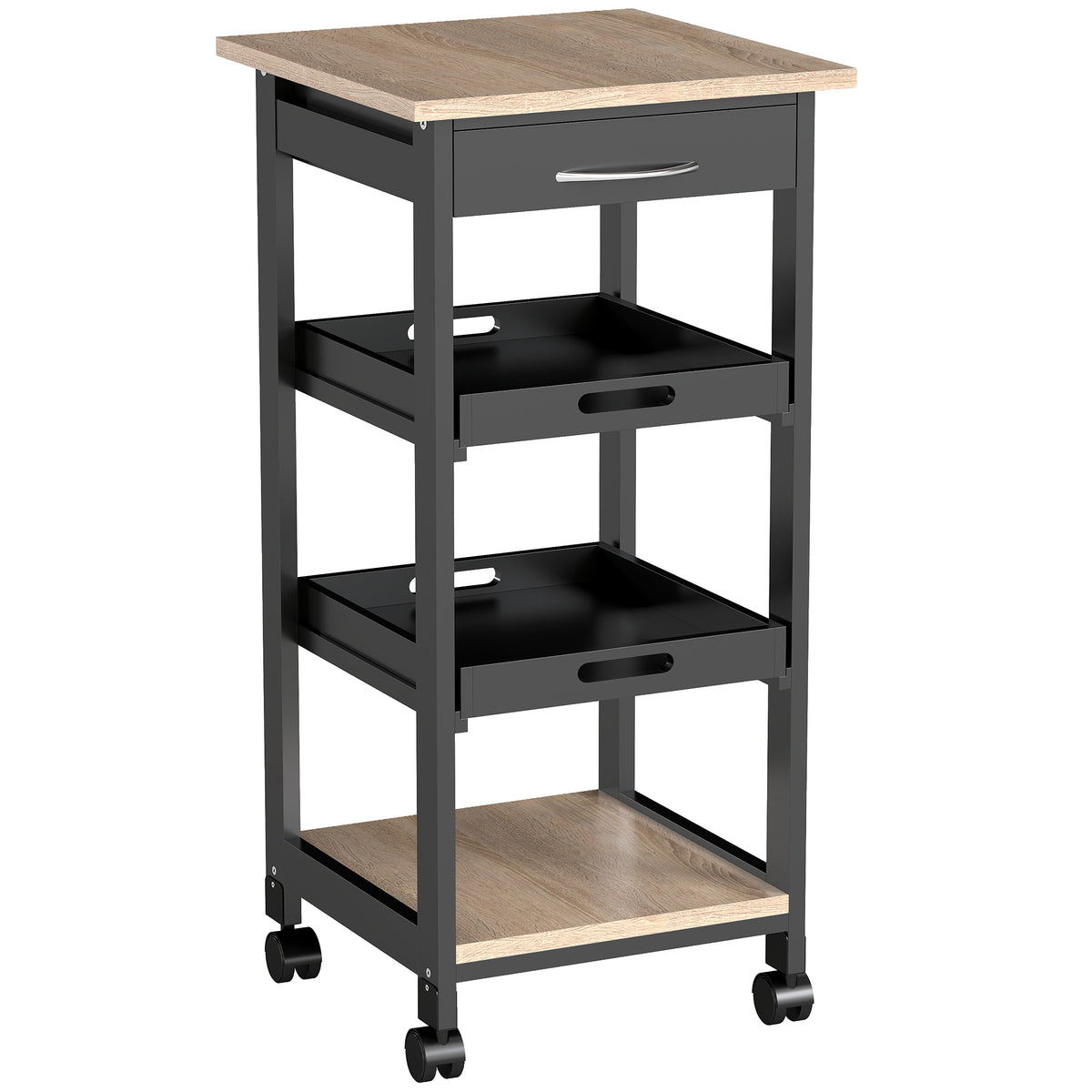 Kitchen Island Rolling Trolley Utility Serving Cart with Drawer  Grey