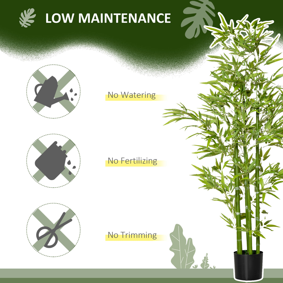 4FT Artificial Bamboo Tree Faux Decorative Plant in Nursery Pot for Indoor Décor