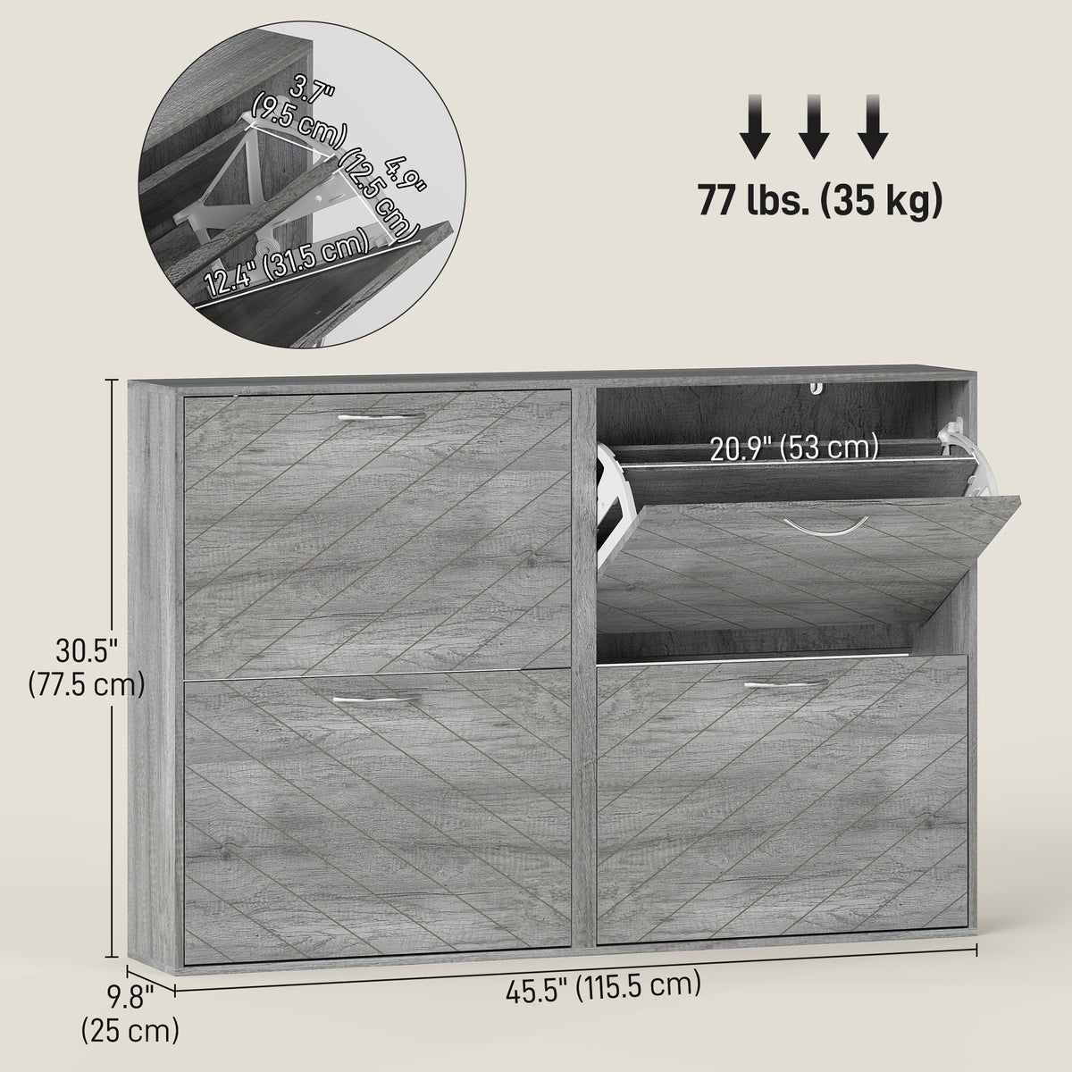 Shoe Storage Cabinet with 3 Flip Drawers, Narrow and Slim, 12 Pair of Shoes Organizer for Hallway, Entryway