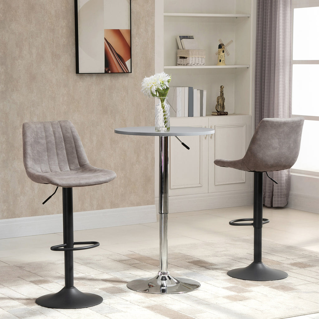Adjustable Bar Stools Set of 2, Leathaire Swivel Barstools with Back and Footrest, Upholstered Bar Chairs for Kitchen, Dining Room, Home Pub, Brown