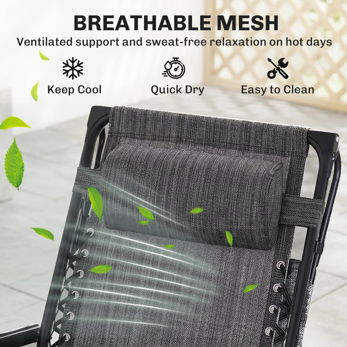 Zero Gravity Chair Set of 2 with Canopy Shade, Outdoor Folding Lounge Chair with Side Tray, Cup Holder, Reclining Lounger with Breathable Mesh Seat and Pillow, Dark Grey
