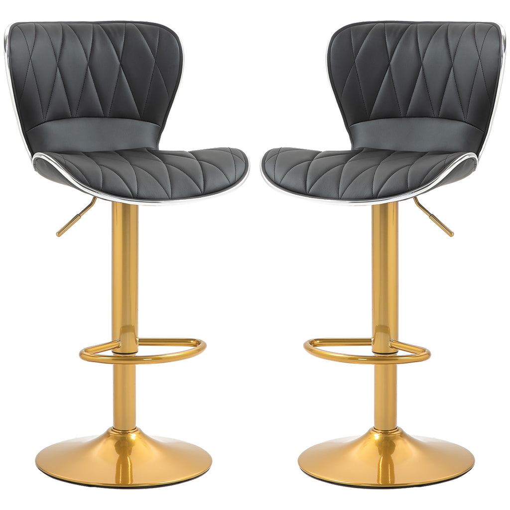 Counter Height Bar Stools Set of 2, Adjustable Height Bar Chairs with Swivel Seat, PU Leather Upholstery
