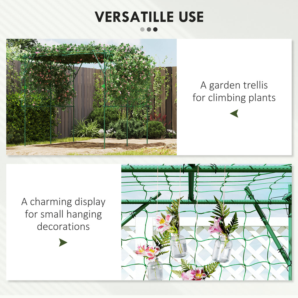 Garden Arch Cucumber Trellis for Climbing Plants, 7.3 FT Tall Metal Plant Trellis Support with Climbing Net, Black