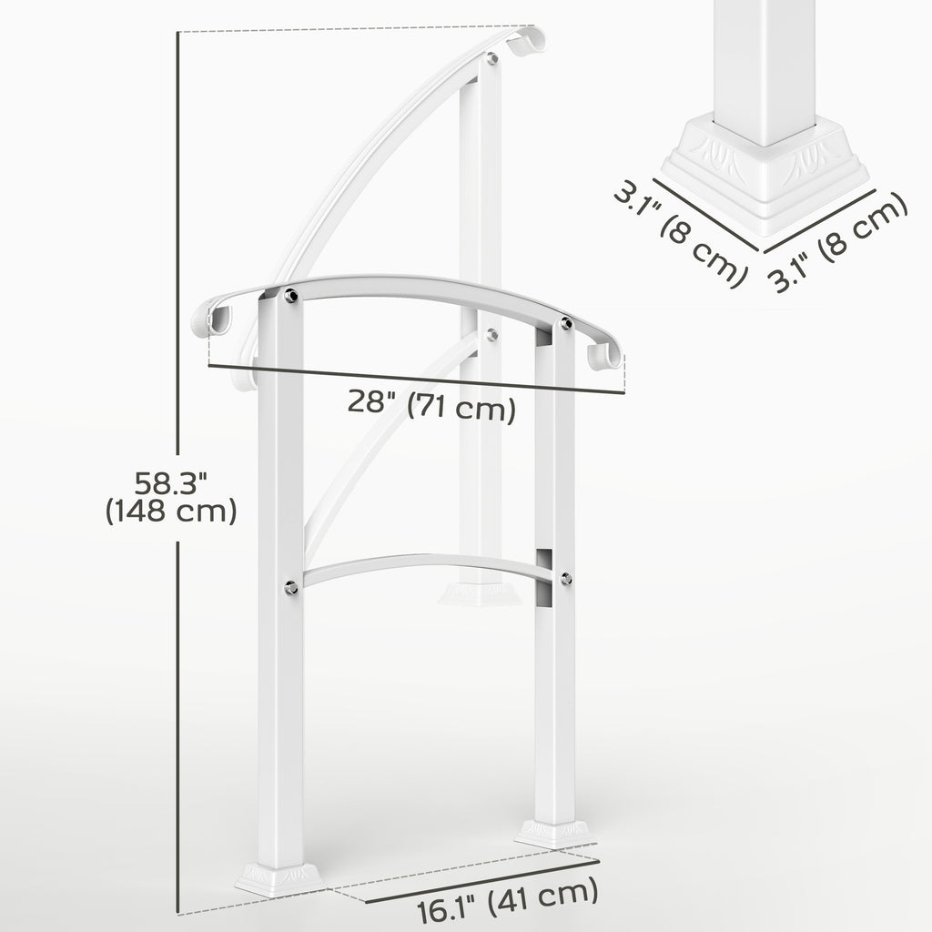 1-3 Step Handrails for Outdoor Steps, Porch Deck Railing, Metal Outdoor Stair Railing with Installation Kit, Black