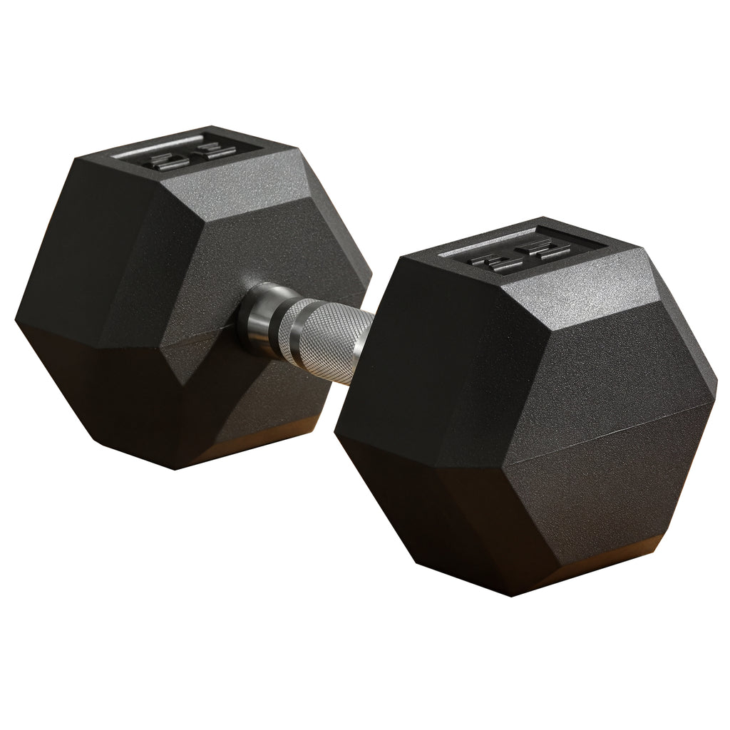 Soozier 35lbs Rubber Hex Dumbbell, Weight Dumbbell Hand Weight Barbell for Body Fitness Training for Home Office Gym, Black