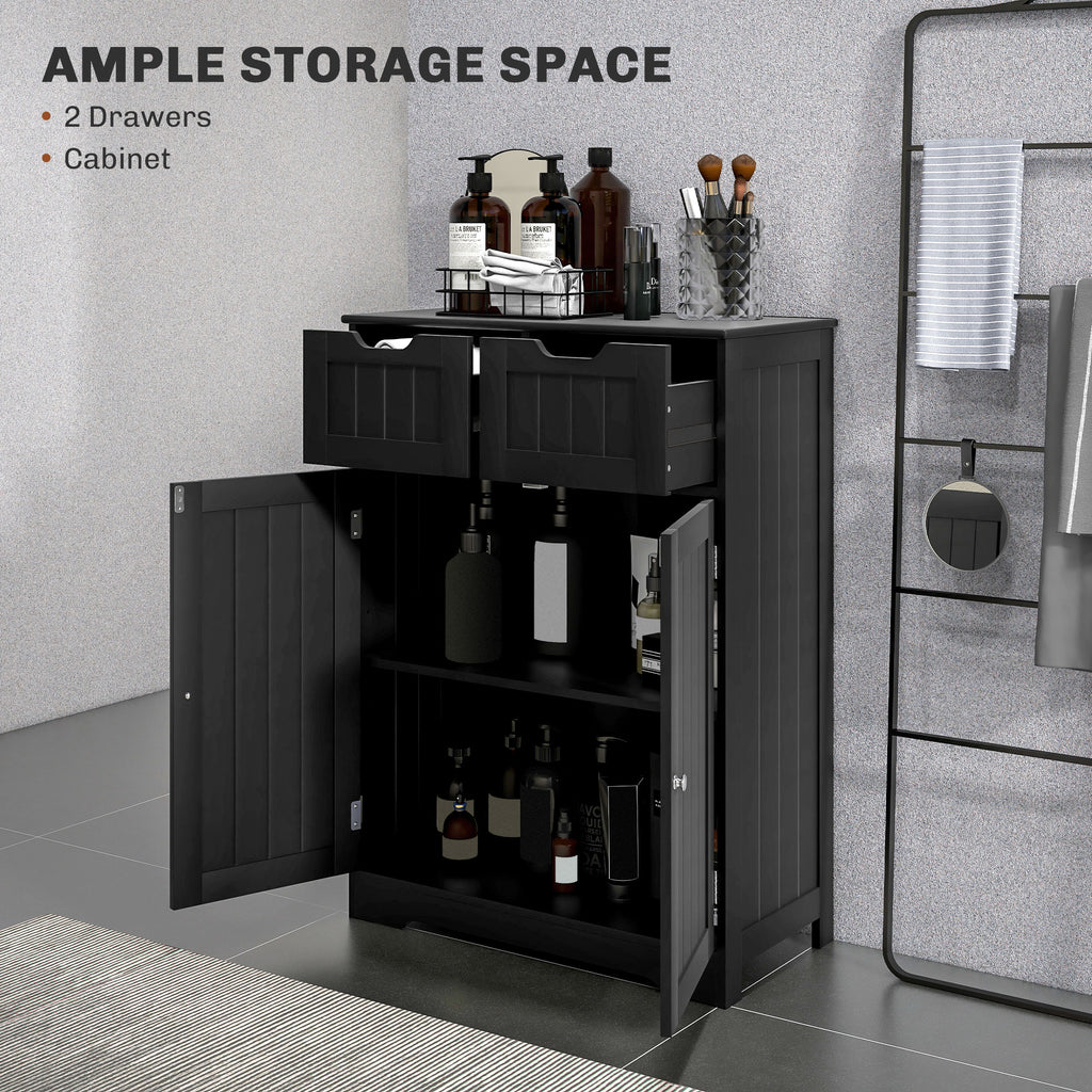 Bathroom Cabinet, Bathroom Storage Cabinet with 2 Drawers, Adjustable Shelf for Living Room, Entryway, White