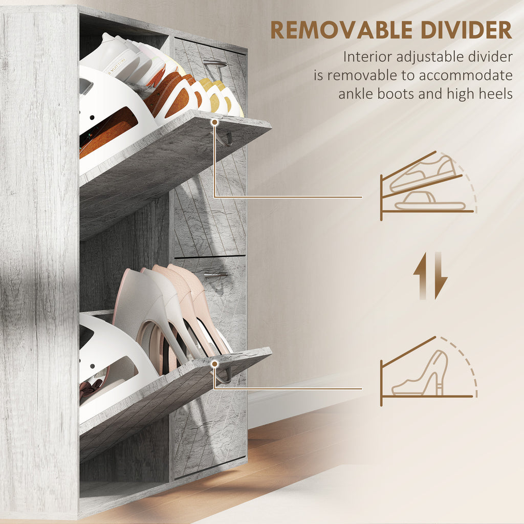 Shoe Storage Cabinet with 3 Flip Drawers, Narrow and Slim, 12 Pair of Shoes Organizer for Hallway, Entryway