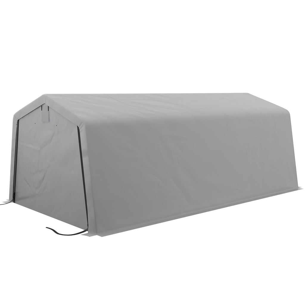 12' x 20' Portable Garage, Heavy Duty Carport Canopy with Ventilation Windows and Large Roll-up Door, Black