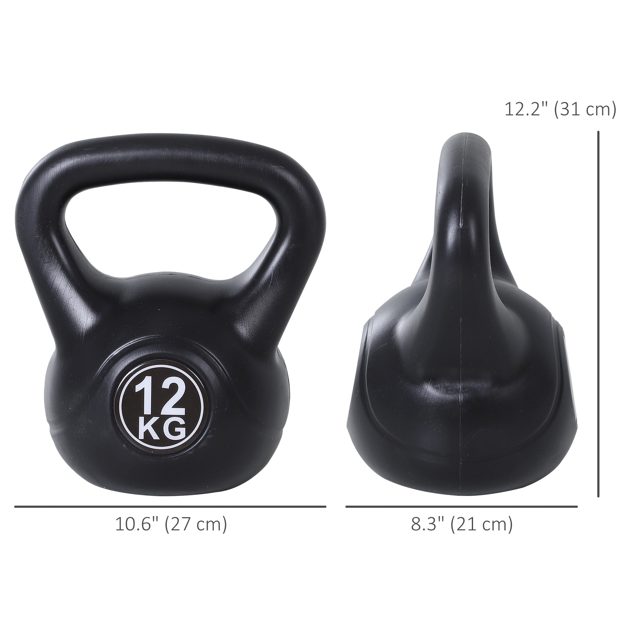 Soozier 22lb Fitness Kettlebell, Plastic Exercise Weight, Weightlifting Tools with Sand, Handle, Noise Reduction for Home, Gym