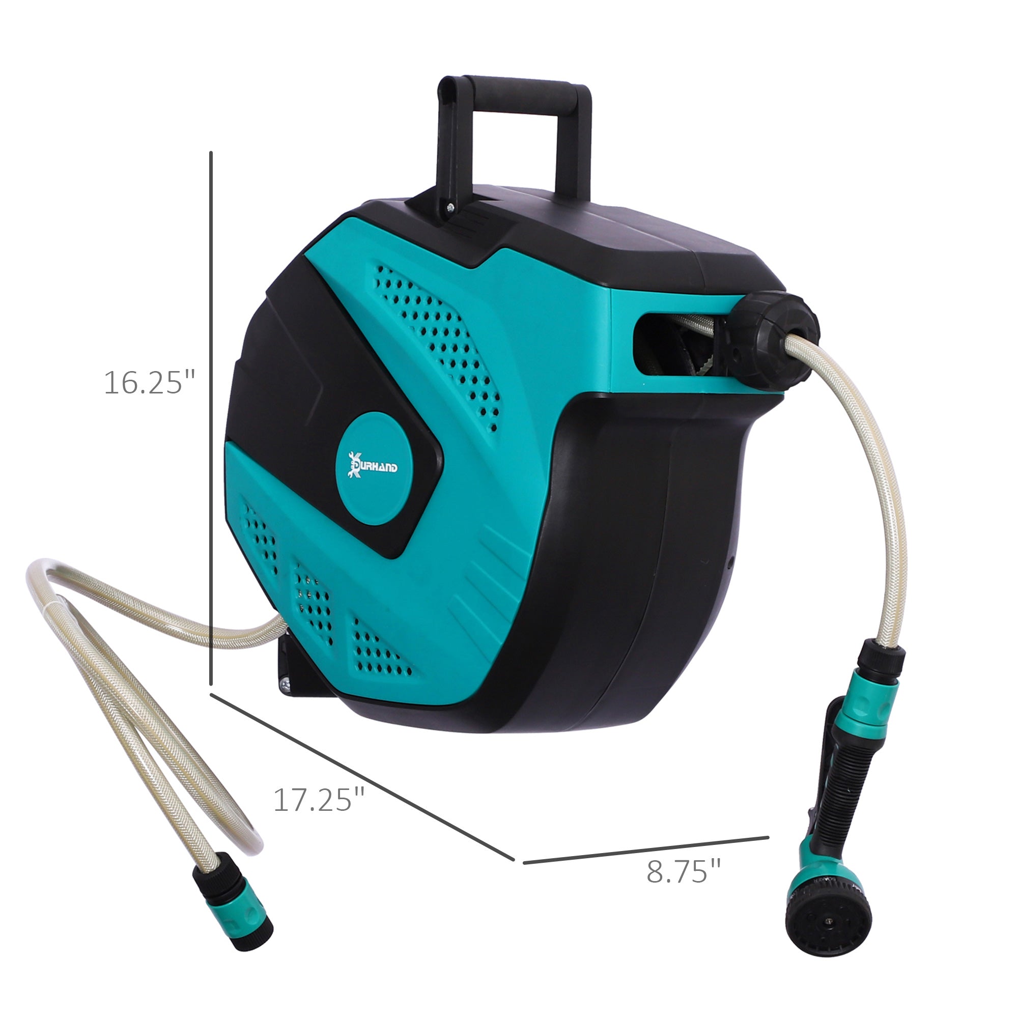 Retractable Garden Hose Reel 1/2" x 49 ft Wall Mounted with Automatic Rewind, 180° Swivel Bracket, Any Length Lock, 7 Pattern Hose Nozzle