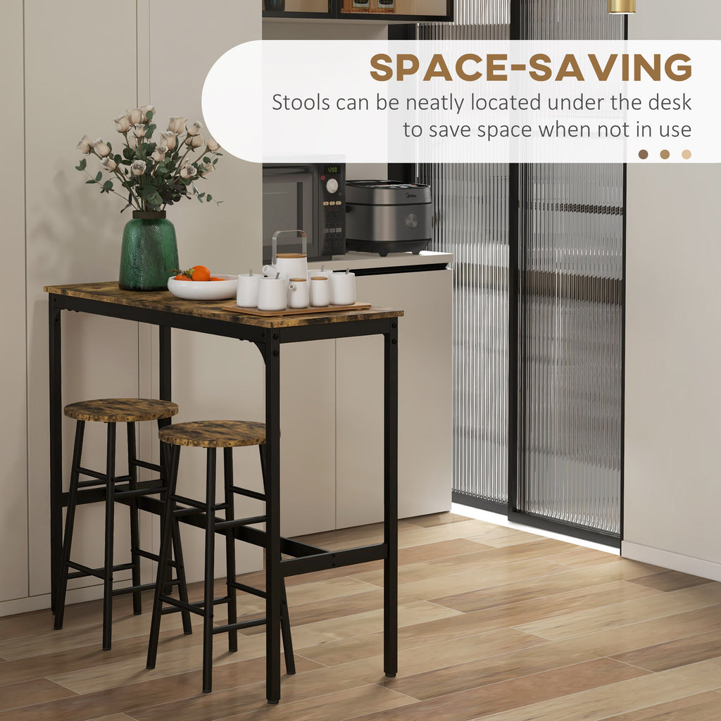 3-Piece Counter Height Bar Table and Chairs, Dining Table and Chairs Set for 2, Pub Table and Chairs