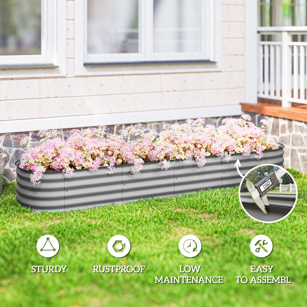 4.9 x 2 x 1ft Galvanized Raised Garden Bed Kit, Metal Planter Box with Safety Edging, Silver