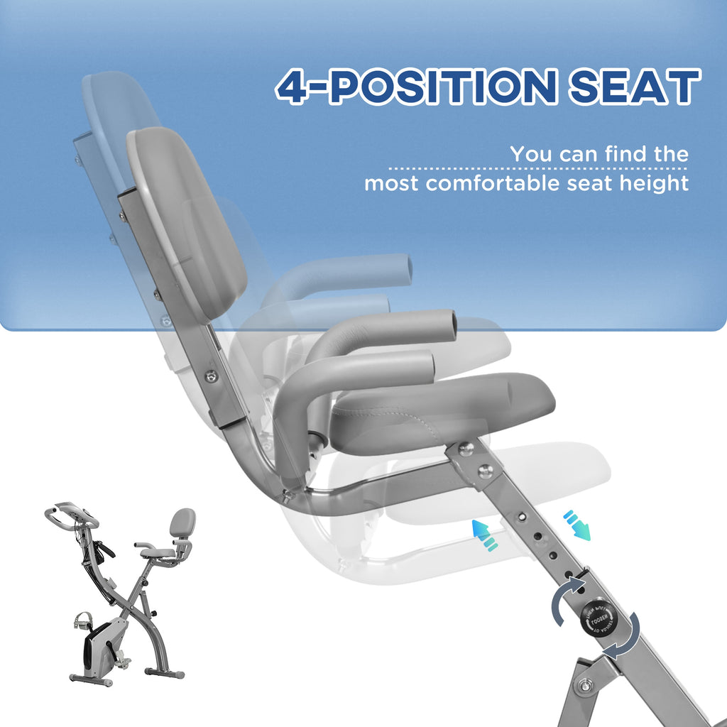 Soozier 3 in 1 Folding Exercise Bike, Foldable Stationary Bike with 8-Level Magnetic Resistance, Adjustable Seat, Black