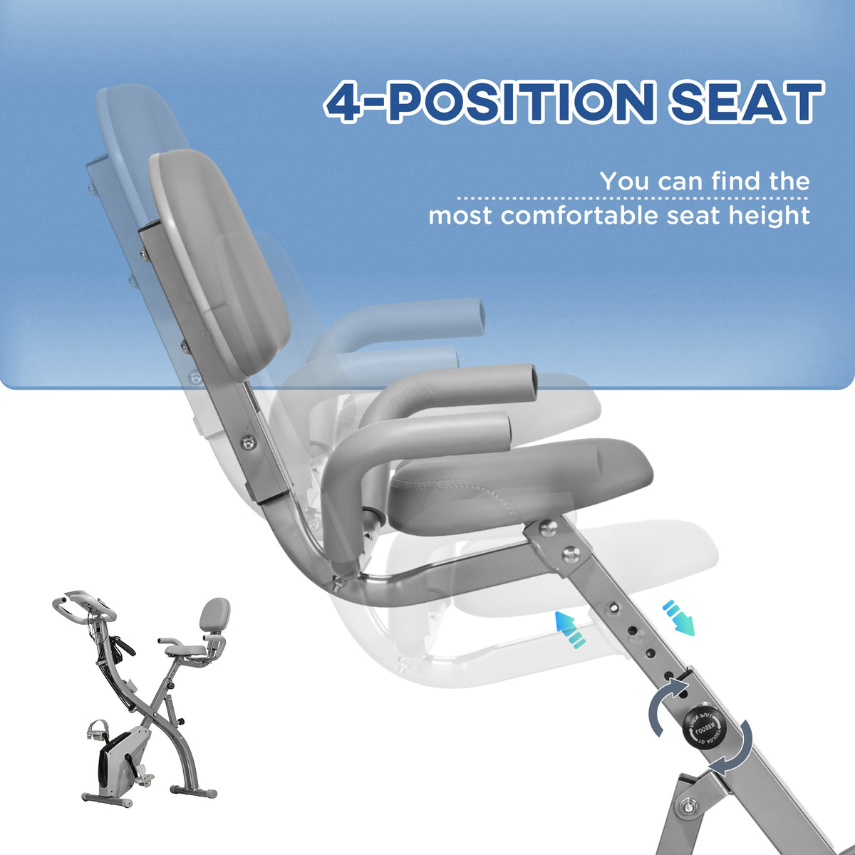 Soozier 3 in 1 Folding Exercise Bike, Foldable Stationary Bike with 8-Level Magnetic Resistance, Adjustable Seat, Black