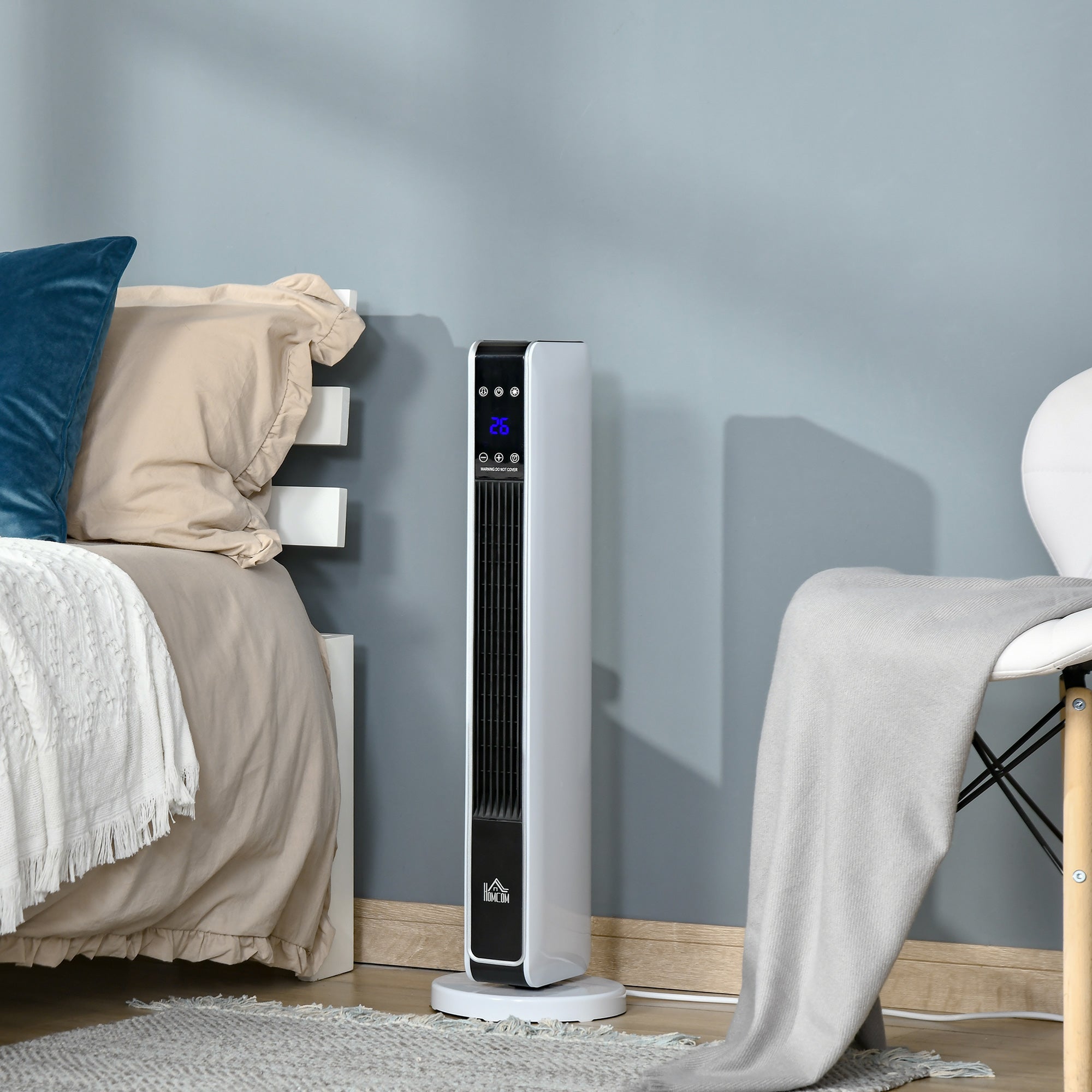 Ceramic Tower Heater, Oscillating Space Heater with Remote Control, Timer, Tip-Over & Overheat Protect, 750W/1500W