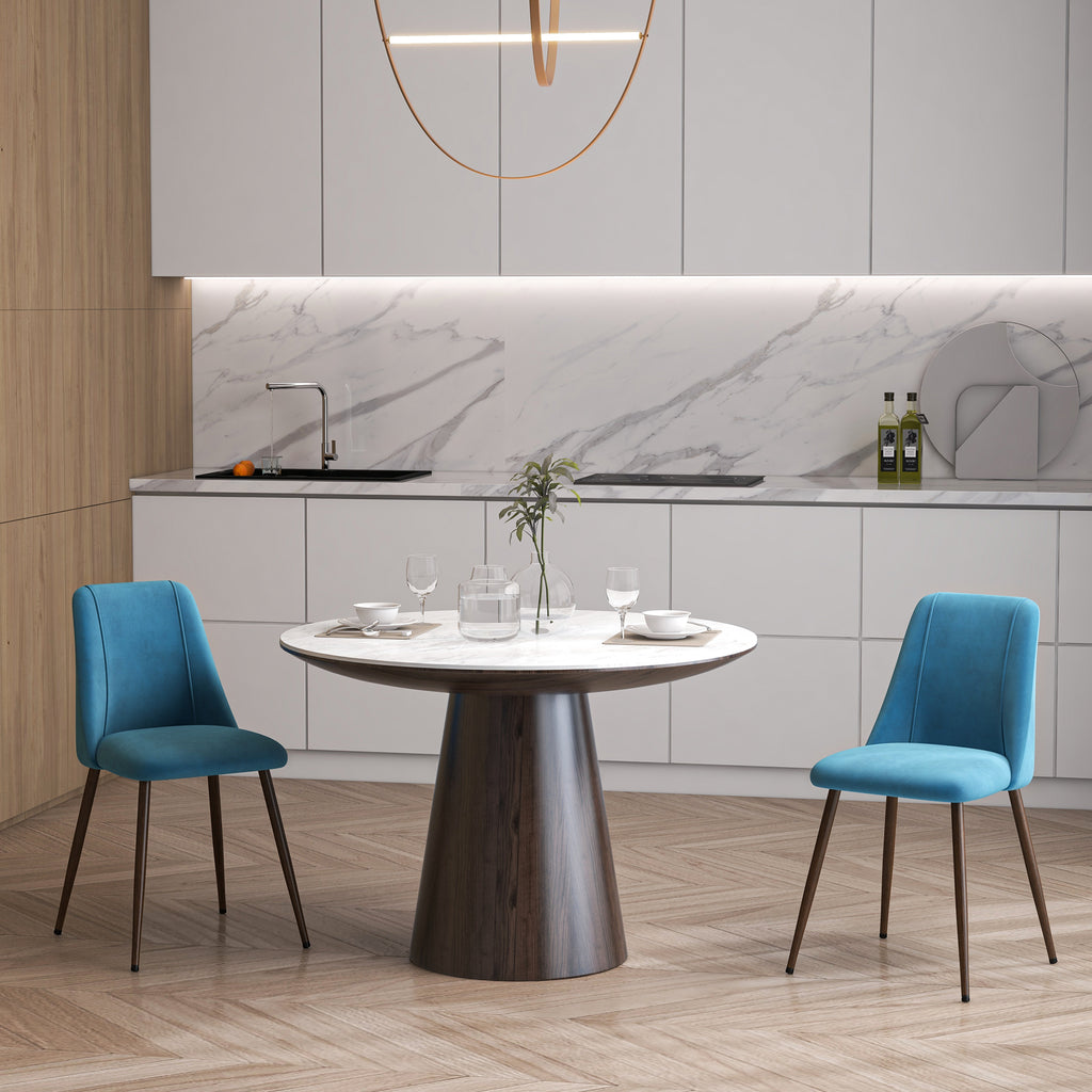 Upholstered Dining Chairs Set of 4, Velvet Accent Chair with Back and Wood-grain Steel Leg for Kitchen, Grey